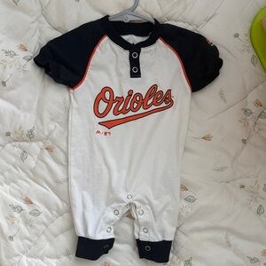 Majestic Orioles Kids Bodysuit - Black, White, and Orange